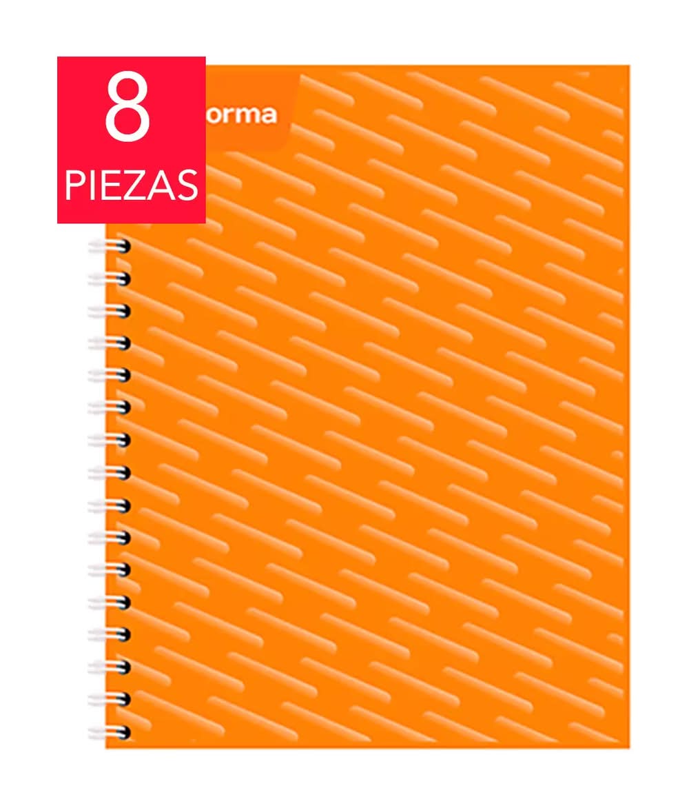 Norma Cuaderno Profesional 100 Hojas Doble Raya y Cuadro Chico con Arillo Doble 8 Piezas