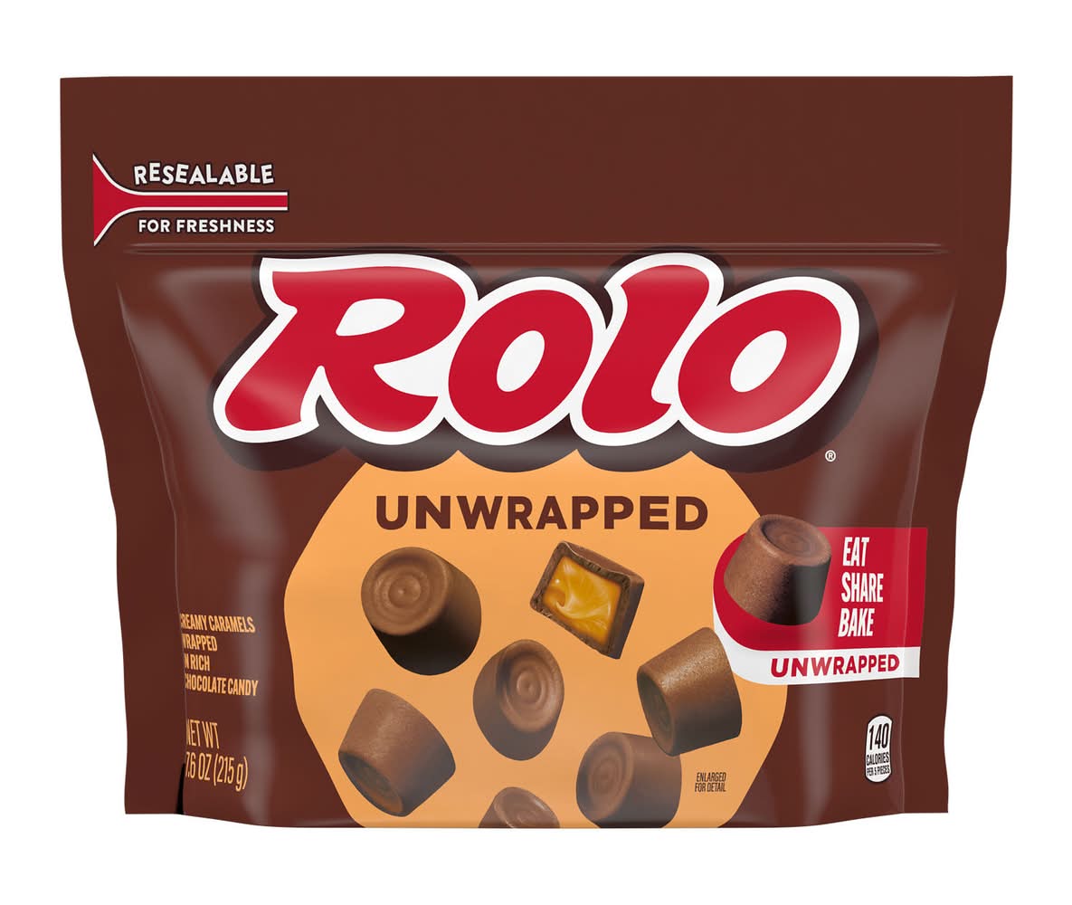 Rolo Unwrapped Chocolate Candy, Creamy Caramel (7.6 oz)