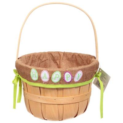 SSEL 9IN WOODCHP EASTER BASKET