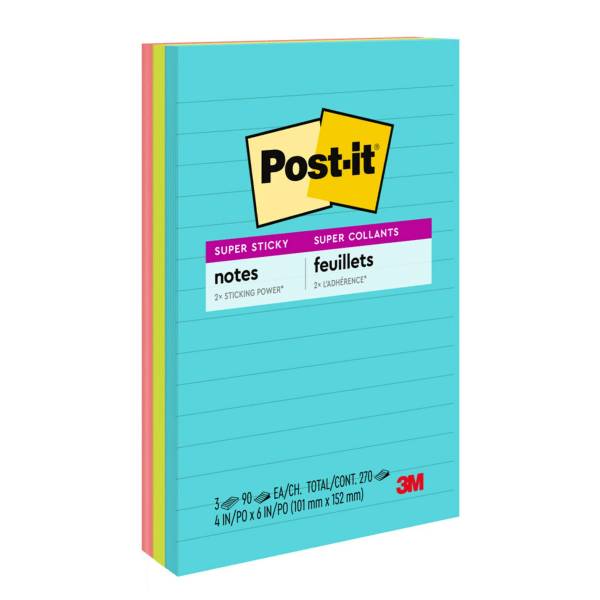 Post-It Lined Super Sticky Notes Supernova Neons Collection