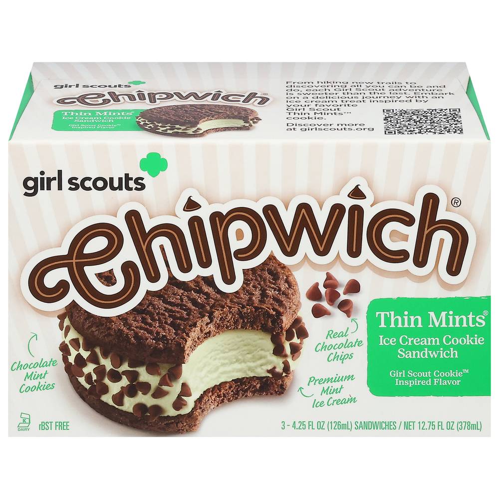 Chipwich Thin Mints Ice Cream Cookie Sandwich (4.25 fl oz, 3 ct)