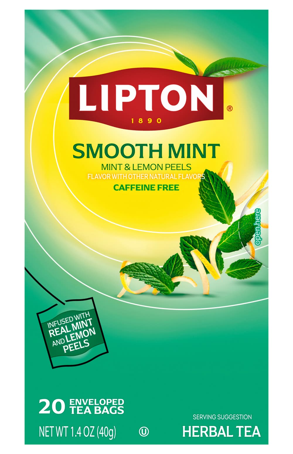 Lipton Herbal Tea Bags, Smooth Mint (1.4 oz, 20 ct)