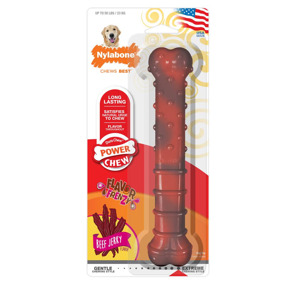 Nylabone Flavor Frenzy Power Chew Durable Dog Chew Toy, Beef Jerky, Large