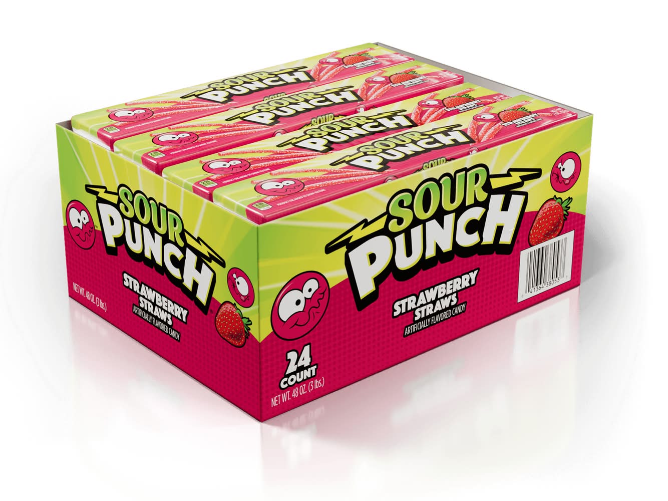 Sour Punch Straws Candy, Strawberry (24 x 2 oz)