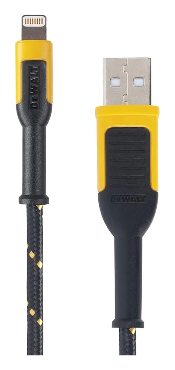 DeWALT Lightning to USB 1.2m Charging Cable Reinforced with Kevlar