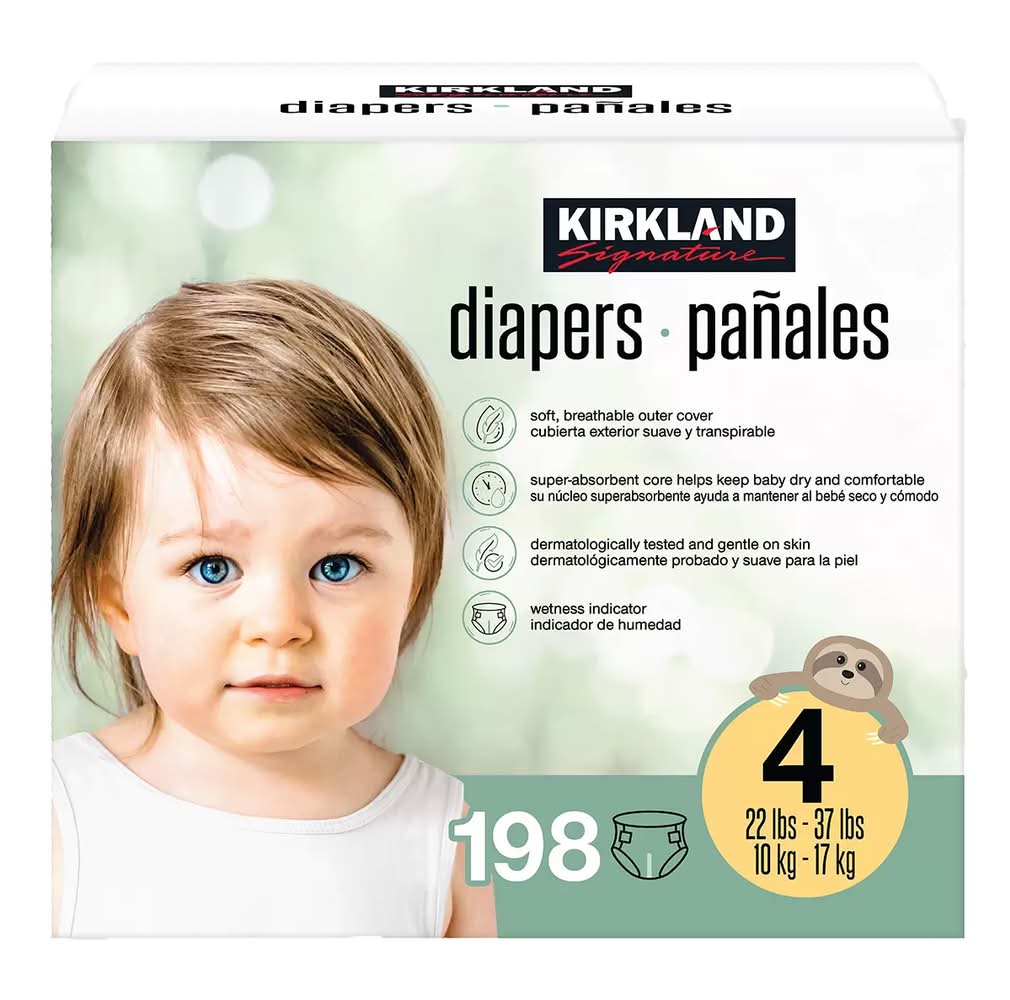 Kirkland Signature · Pañales desechables, unisex, Etapa 4 (168 un)
