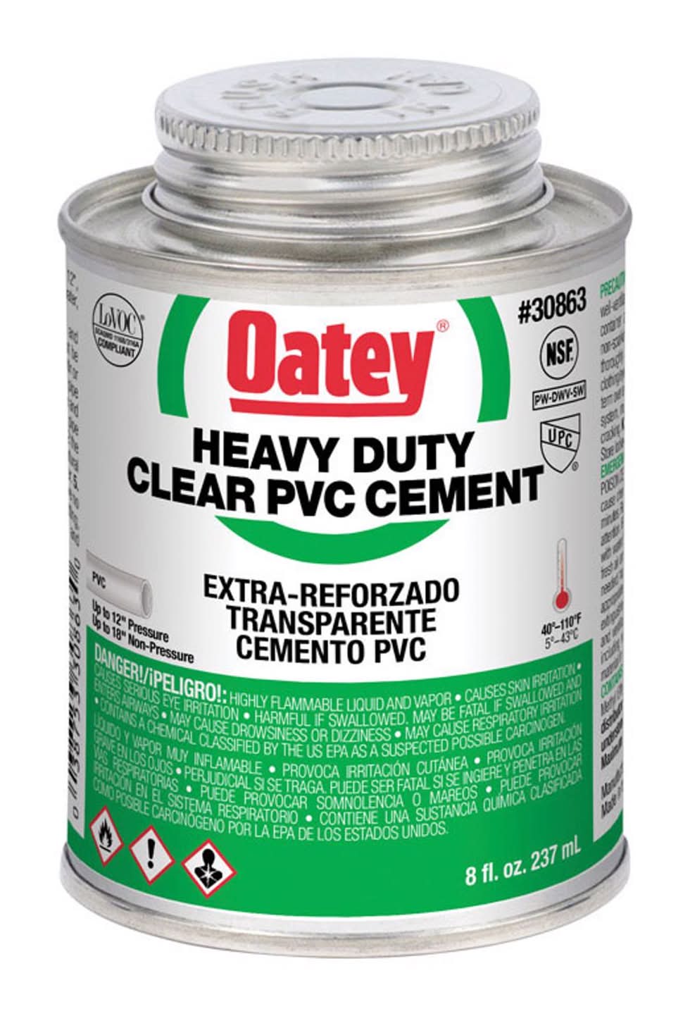 Oatey Heavy Duty Clear Cement For Pvc 8 Oz