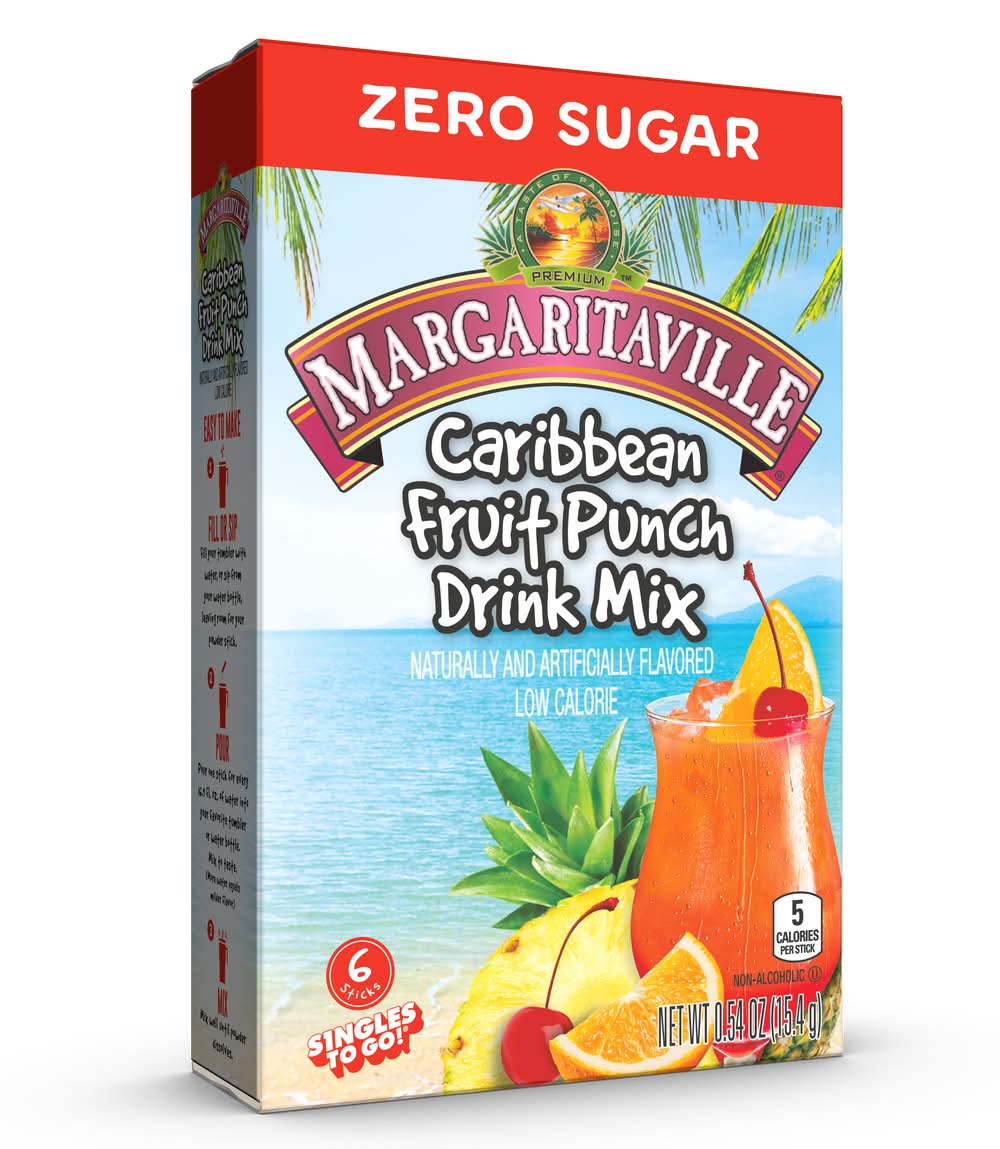 Margaritaville Zero Sugar Caribbean Fruit Punch Drink Mix (0.54 oz, 6 ct)