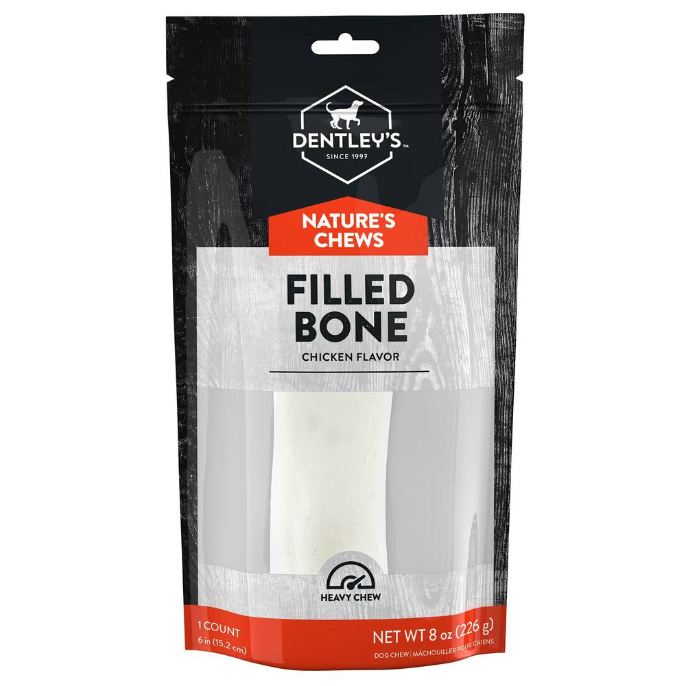 Dentley's Large Filled Femur Bone Dog Chew Filled Dog Bones, Chicken, (8 oz)