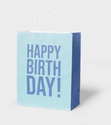 Spritz Happy Birthday Gift Bag, L, Blue