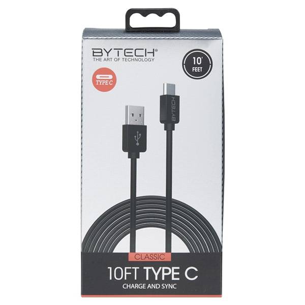 Bytech 10' Heavy Duty C-Type Cable, Black
