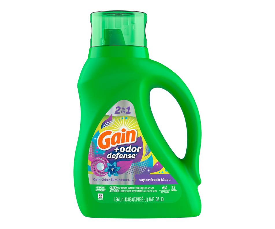 Gain odor defense super fresh blast 2 en 1 détergent 32 brassées