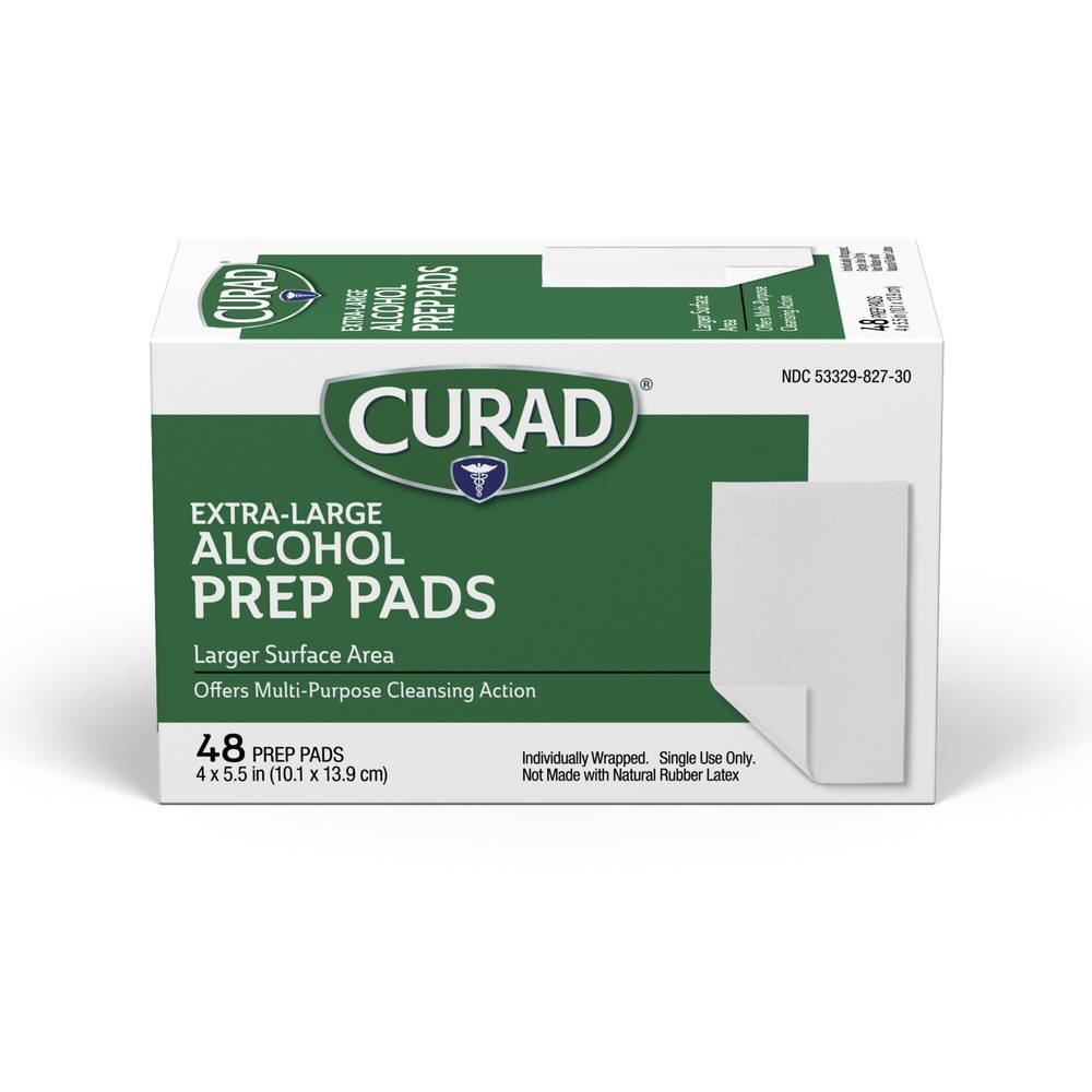 CURAD Extra Large Alcohol Prep Pads, 4"" x 5.5"", 48 CT