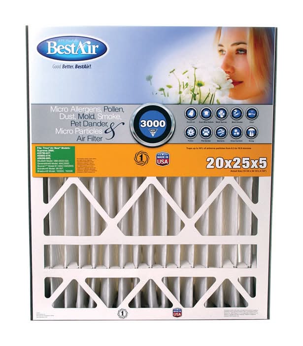 Bestair 20 In. W X 25 In. H X 5 In. 13 Merv Pleated Air Filter 1 Pk
