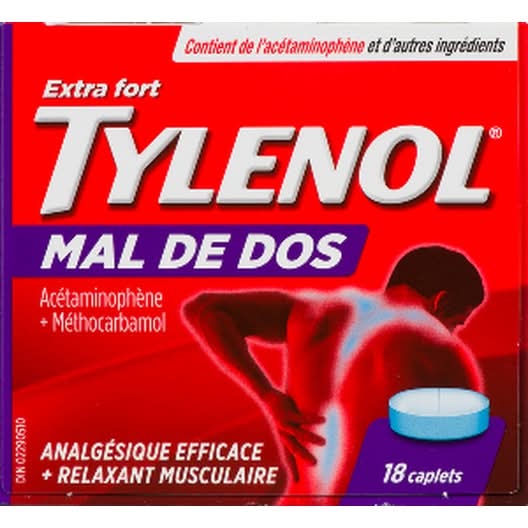 Tylenol Extra Strength 500 mg Back Pain Relief Caplets (18 ct)