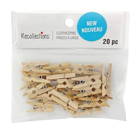 Recollections Mini Natural Clothespins, 0.11 x 0.98" (20 ct)