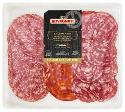 Rovagnati Charcuterie Trio Salami pack Milano Napoli Hot Soppressata (6 oz)