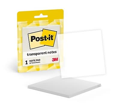 Post-it Sticky Notes, 2.8 x 2.8, Transparent, 36 Sheets/Pad (600-TRSPT)