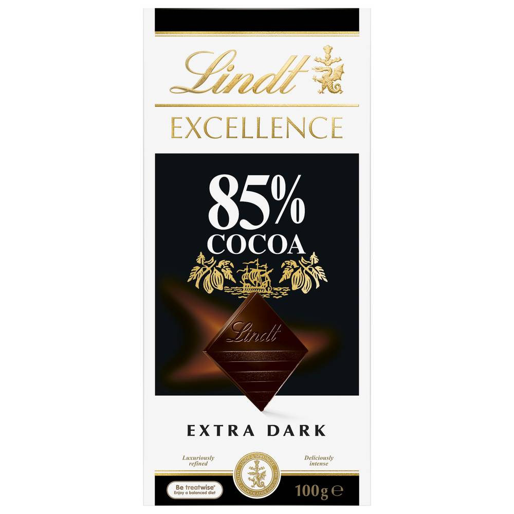 Lindt Excellence 85% Cocoa Extra Dark Chocolate Bar, Cocoa (100g)