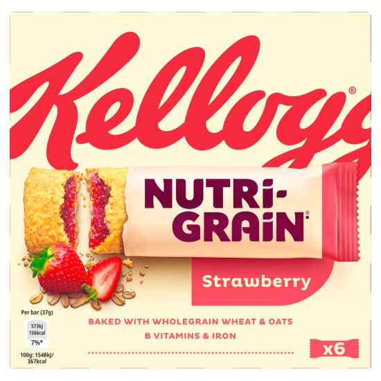 Kellogg's Strawberry, Nutri-Grain Snack Bars (6 x 37g)