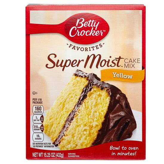 Order Betty Crocker Super Moist Yellow Cake Mix 15.25oz food online from Everyday Needs By Gopuff store, Fairfield on bringmethat.com