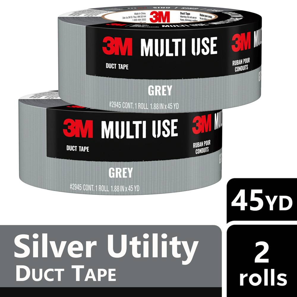 3M Tough Duct Tape Gray Rubberized Duct Tape 1.88-in x 90 Yard(s) (2-Pack) | 1945-2PK