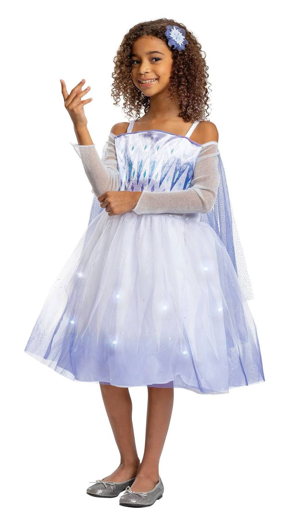 Disguise Disney Frozen 2 Elsa Light Up Kids' Costume Dress With Headpiece, S, Blue