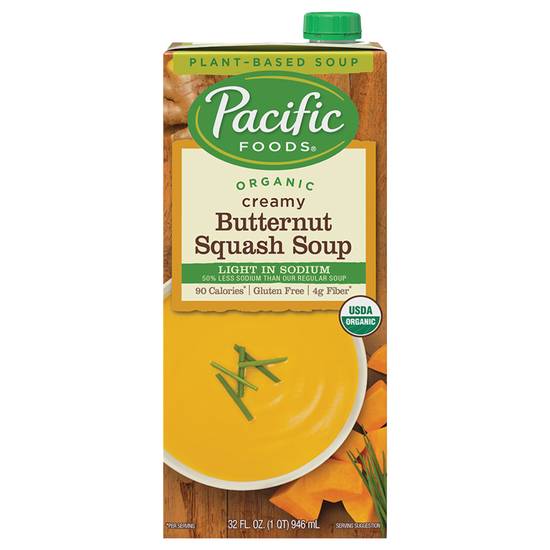 Pacific Foods Organic Creamy Butternut Squash Soup Less Sodium (32 fl oz)