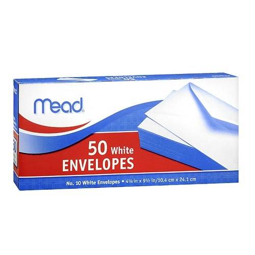 Mead No. 10  White Envelopes - 50.0 Each