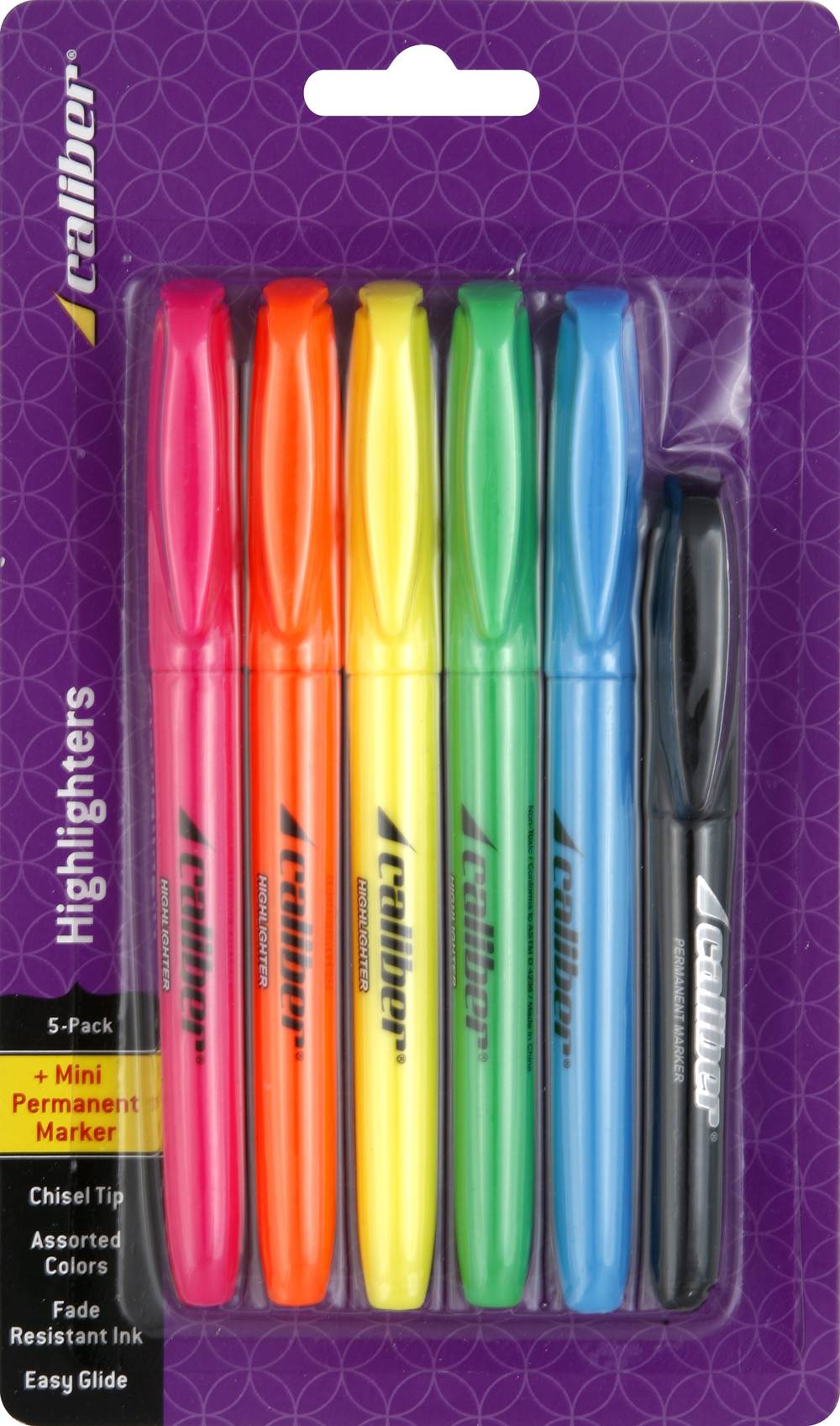 Caliber Highlighters, Assorted (5 ct)