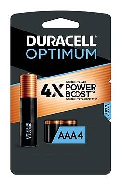 Duracell Optimum AAA Alkaline Battery, 4/Pack (OPT2400B4PRT)