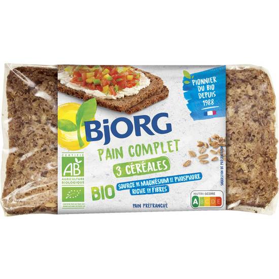 BJORG - Pain complet - 3 céréales - Biologique - 500g