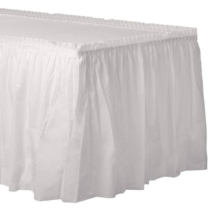 White Plastic Table Skirt, 21ft x 29in