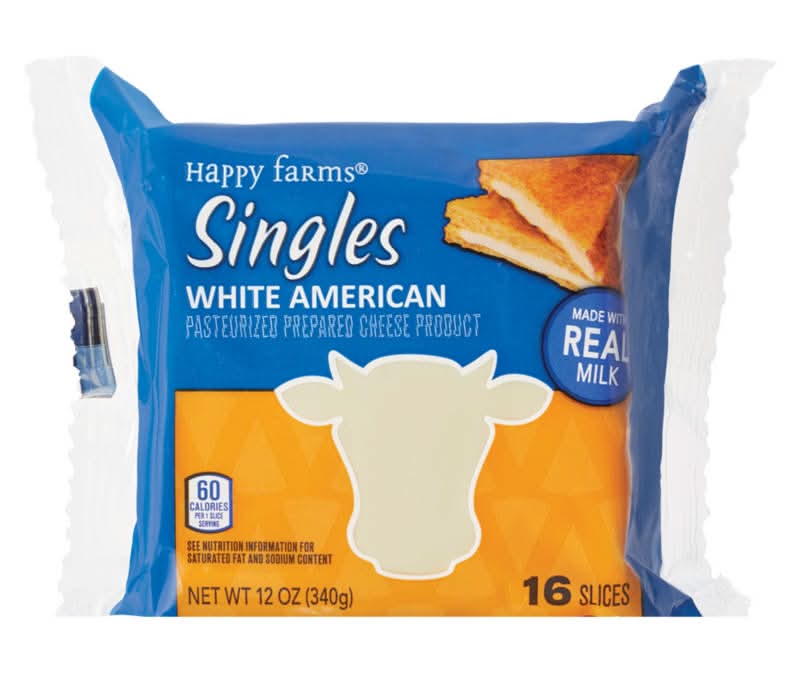 Happy Farms White American Cheese Singles (12 oz, 16 ct)