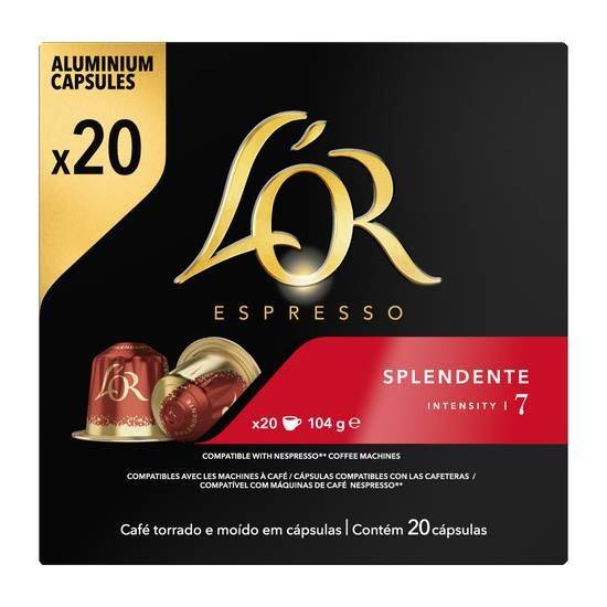 L'or café capsules compatibles nespresso splendente intensité 7 (20 pcs)