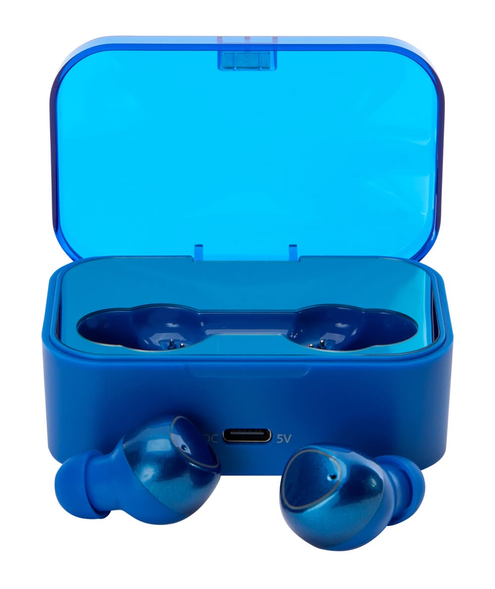 24-Hour True Wireless Earbuds With Mic & Case Blue