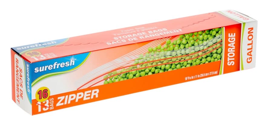 Surfresh Double Zipper Seal Gallon Storage Bags, 26.8x27.9 cm (16 ct)