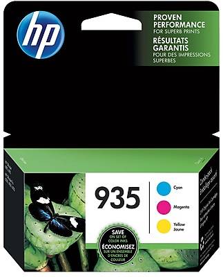 HP 935 Cyan/Magenta/Yellow Standard Yield Ink Cartridge, 3/Pack (N9H65FN#140)