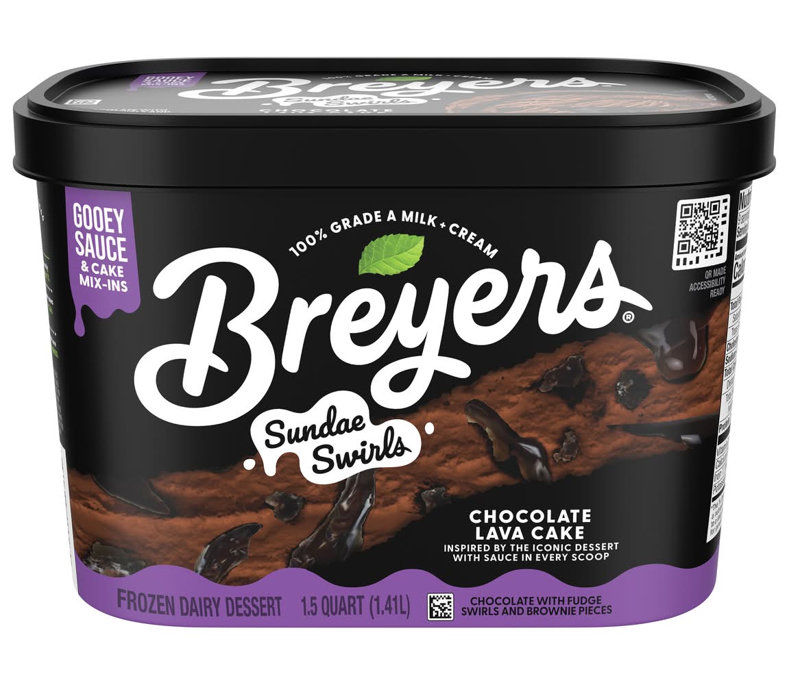 Breyers Sundae Swirls Frozen Dairy Dessert, Chocolate Lava Cake (1.5 qt)