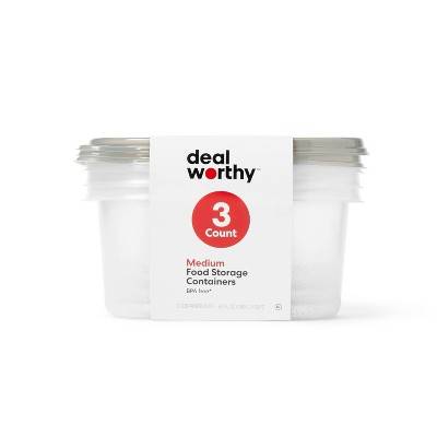 Dealworthy Rectangle Food Storage Containers, Medium (3 ct)