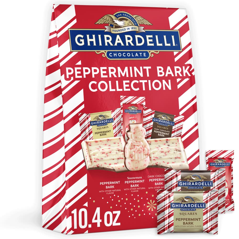 Ghirardelli Peppermint Bark Chocolate Squares Bag, Assorted Bark (10.4 oz)