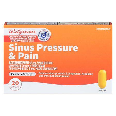Walgreens Mucus Relief Sinus Pressure & Pain Caplets