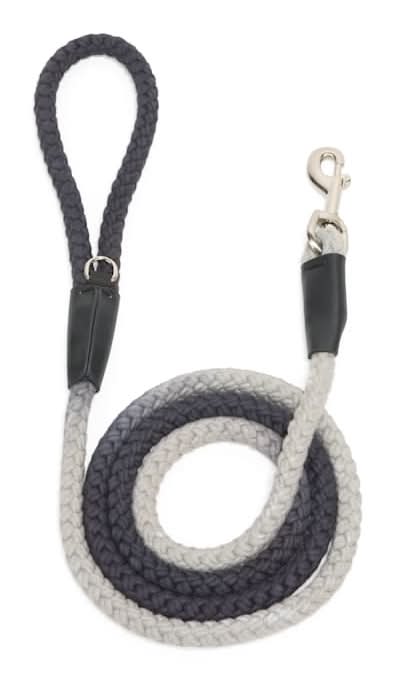 YOULY Ombre Rope Dog Leash, 6-ft long, Black/Grey