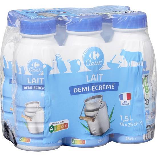 Carrefour Classic' - Lait demi écrémé (6 pièces, 250 ml)