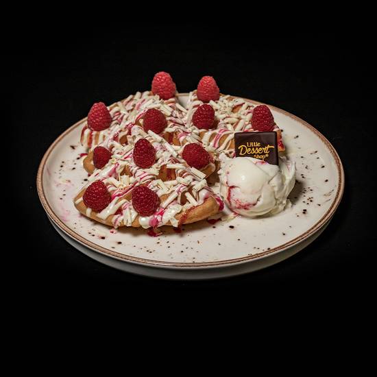 White Choc & Rasp Roulette Waffle