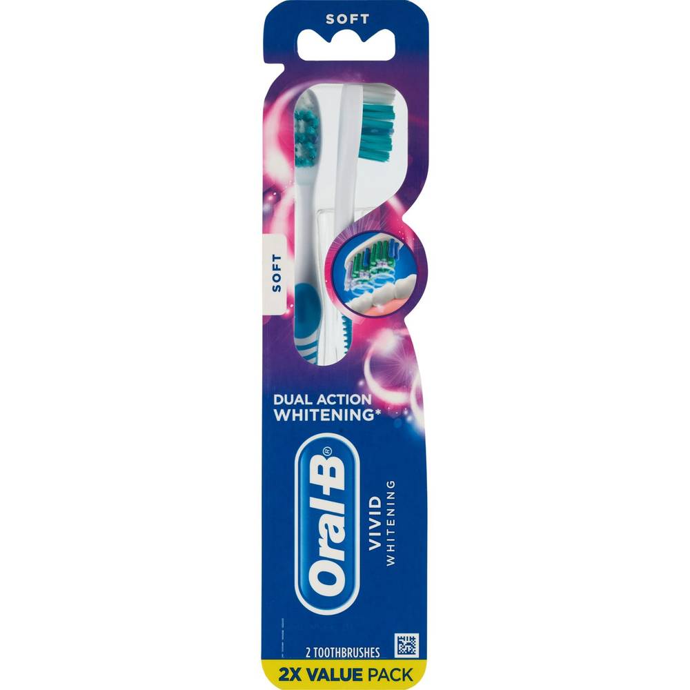 Oral-B Vivid Whitening Dual Action Toothbrush, Soft Bristle, 2 Ct