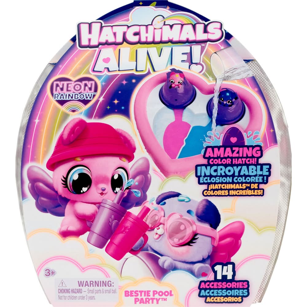 Hatchimals Alive Neon Rainbow Bestie Pool Party Toy 3y+