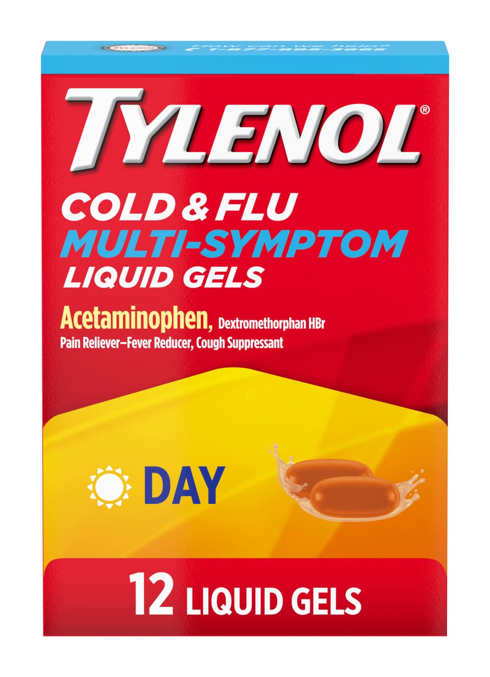 Tylenol Daytime Cold & Flu Multi Symptom Relief Liquid Gels (12 ct)