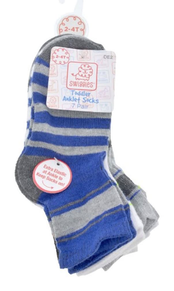 Swiggles Ankle Length Elastic Socks, Men, 2-4 t (7 ct)