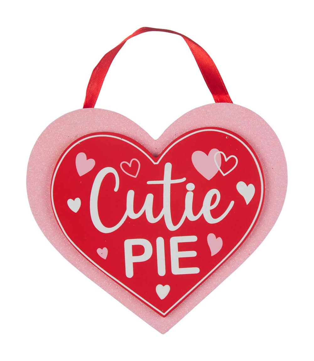 Valentine'S Day Glitter Heart With Saying Decor 1 Ct - Assorted